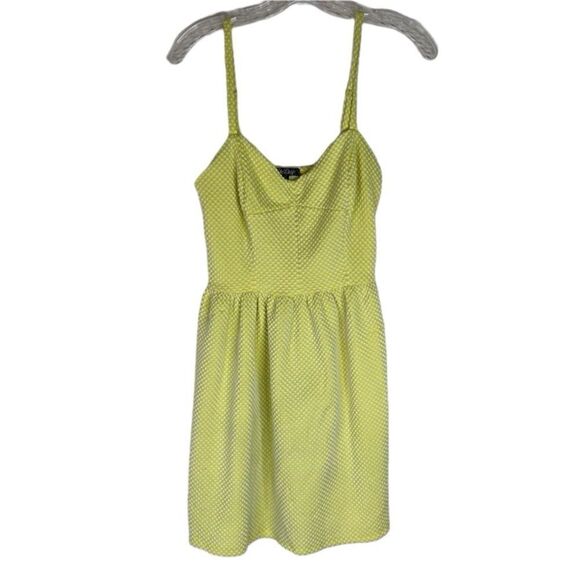 Bebop Dress Women’s Yellow White Textured Polka Dot Spaghetti Strap Mini Y2K M - Picture 1 of 12